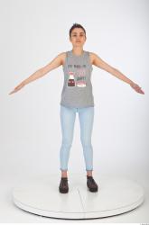 Whole body blue jeans gray woman singlet of Molly